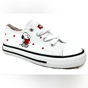 Youth Snoopy White and Red Sneakers
